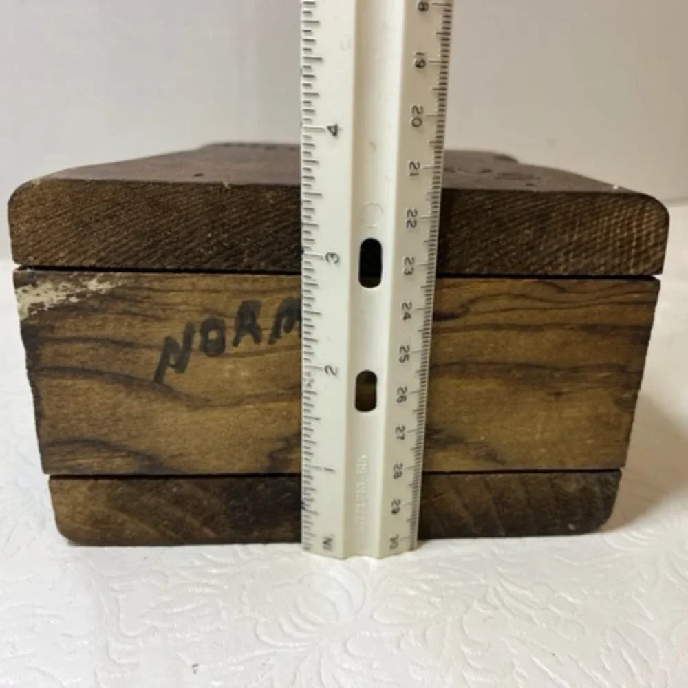 VTG Rustic Hand Carved Wooden Napkin Holder Dark Brown 5.5x3.25x5.5